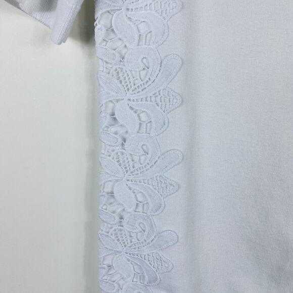 Talbots Size Small Petite Pima Cotton Crochet Lace Cardigan Sweater White - Picture 3 of 5